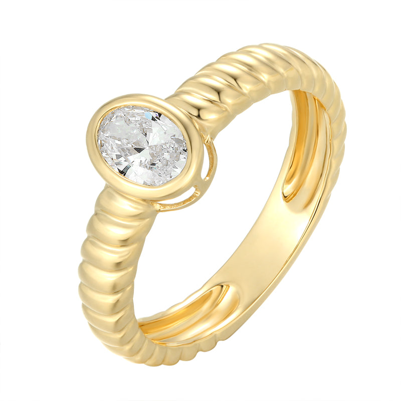 Oval Diamond Bezel Ring
