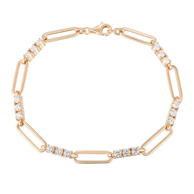 Elegant Round Diamond Link Bracelet Chain