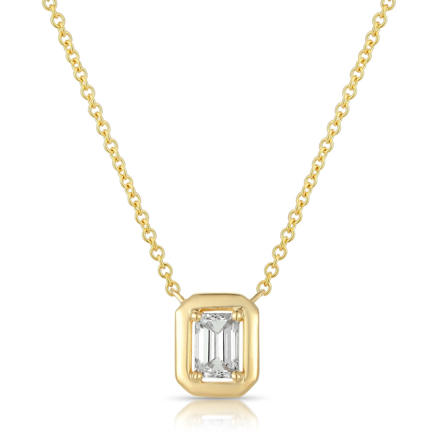 Bezel-Set Emerald Cut Diamond Necklace