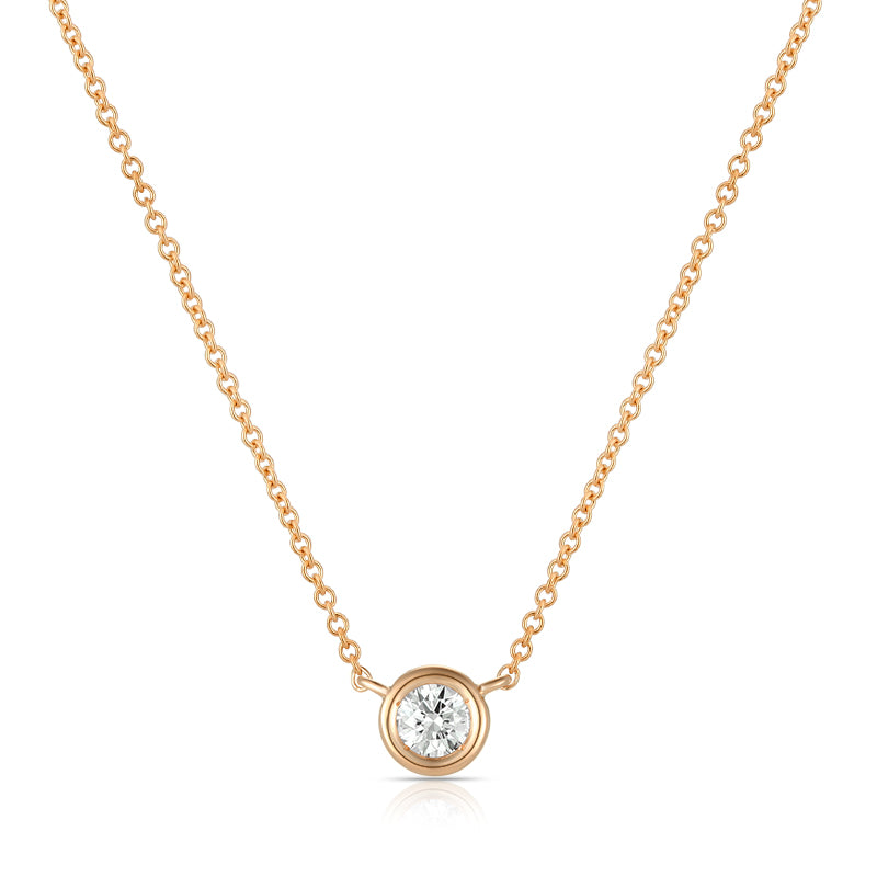 Bezel-Set Round Diamond Necklace - Kindspark