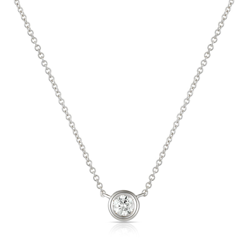 Bezel-Set Round Diamond Necklace - Kindspark