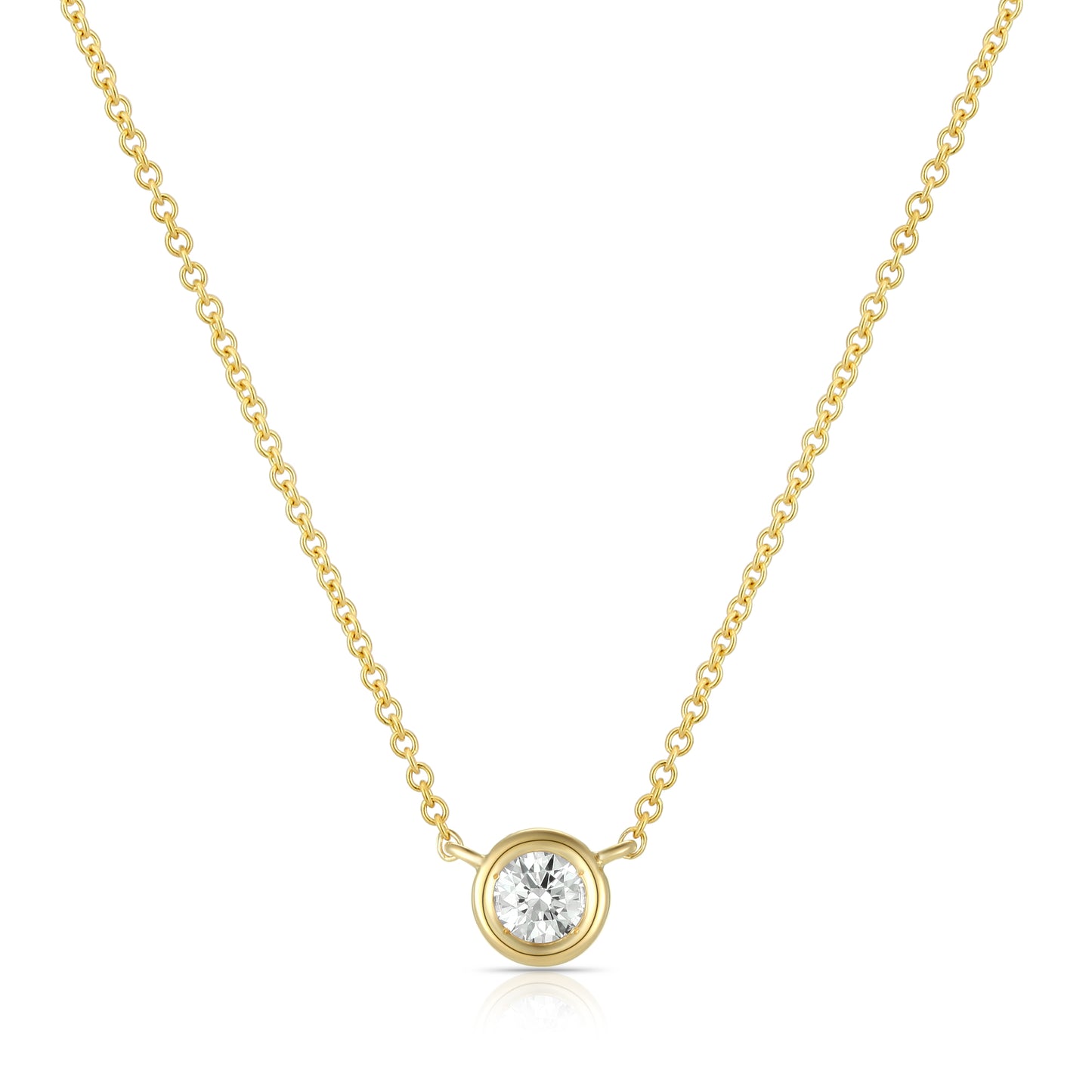 Bezel-Set Round Diamond Necklace - Kindspark