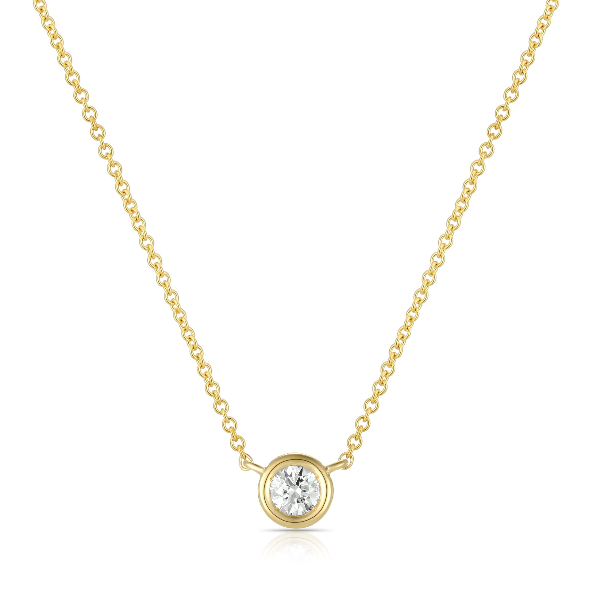 Bezel-Set Round Diamond Necklace - Kindspark