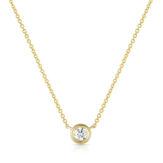 Bezel-Set Round Diamond Necklace - Kindspark