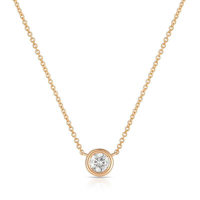 Bezel-Set Round Diamond Necklace - Kindspark