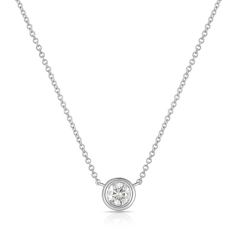 Bezel-Set Round Diamond Necklace - Kindspark