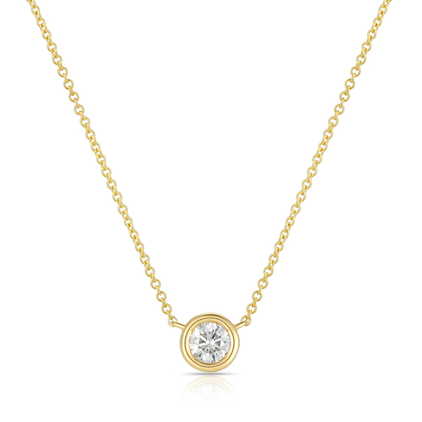 Bezel-Set Round Diamond Necklace - Kindspark