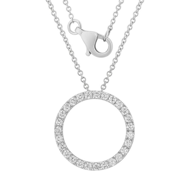 Circle Pendant Necklace - Round Diamond