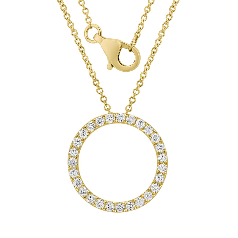Circle Pendant Necklace - Round Diamond
