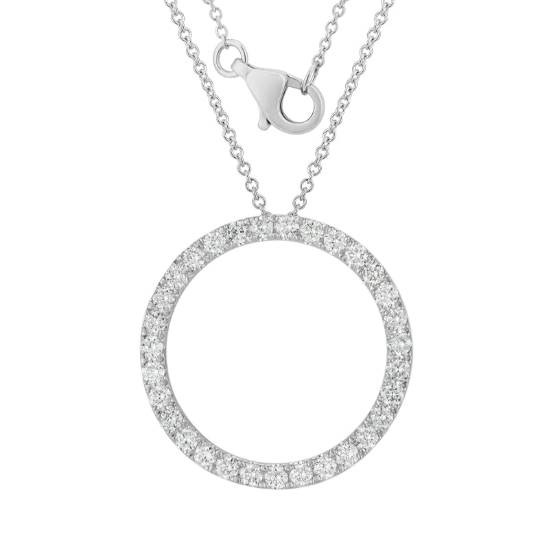 Circle Pendant Necklace - Round Diamond
