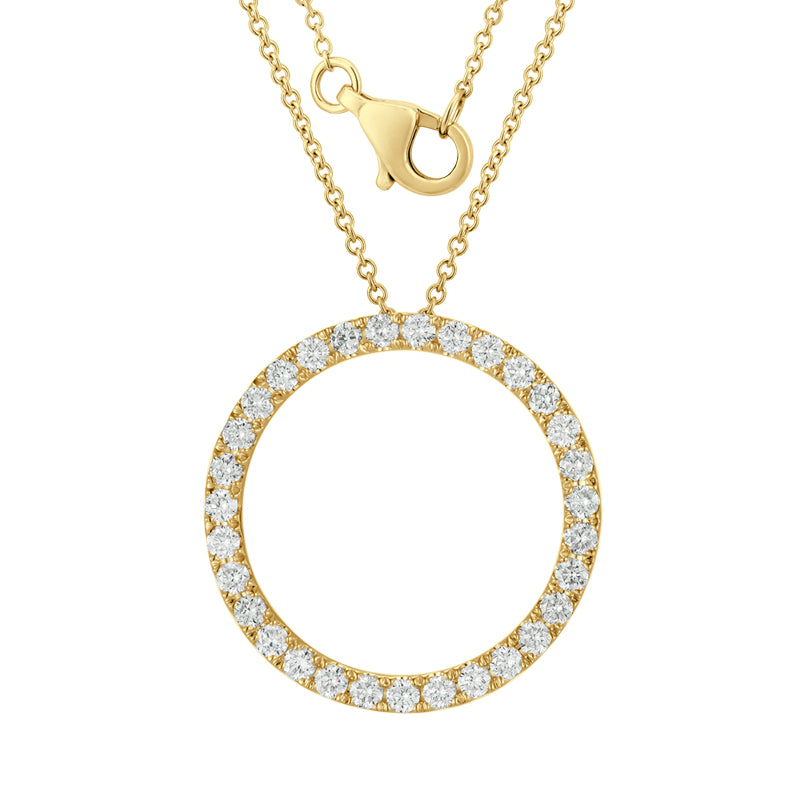 Circle Pendant Necklace - Round Diamond