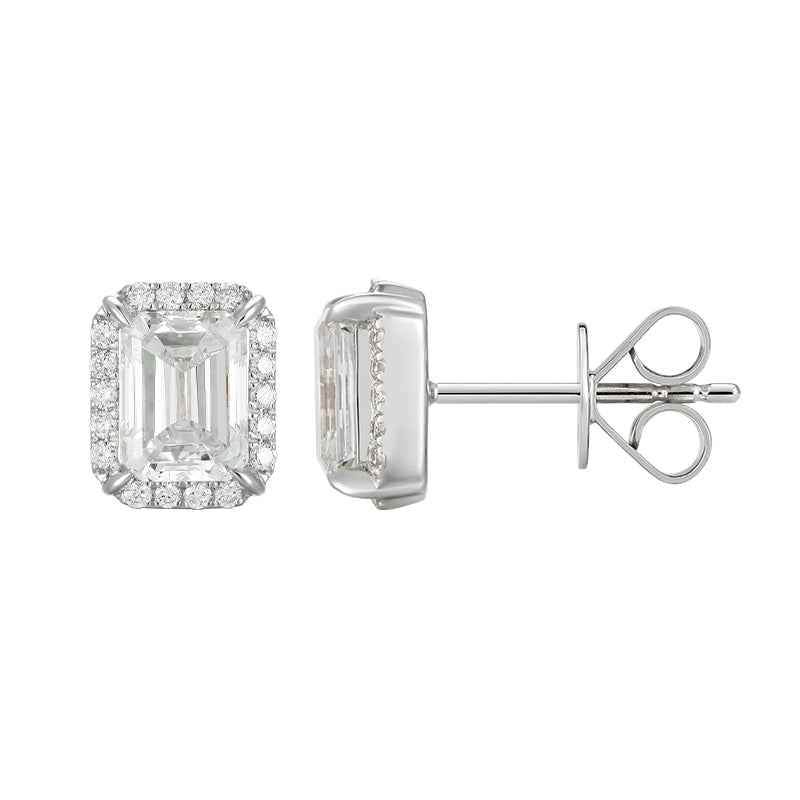 Emerald Cut Diamond Earrings