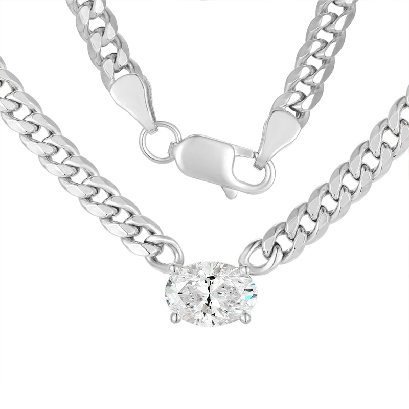 Chain Necklace with Oval Diamond