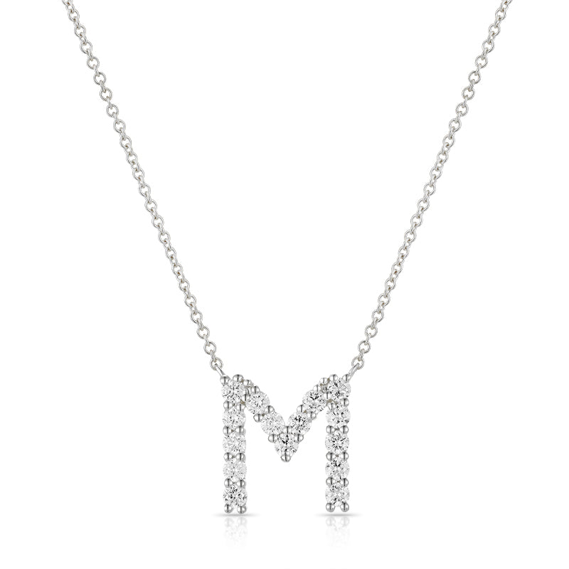 Initial "M" Diamond Necklace