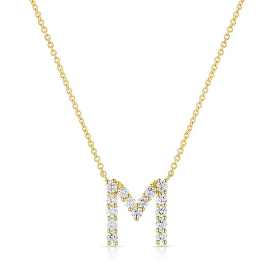 Initial "M" Diamond Necklace
