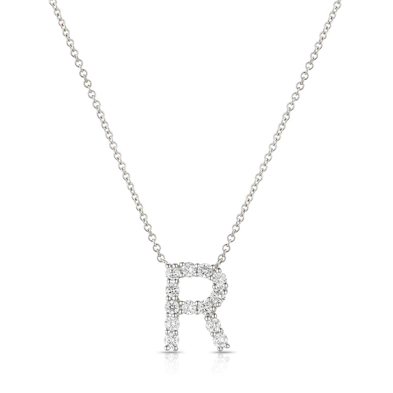 Initial "R" Diamond Necklace