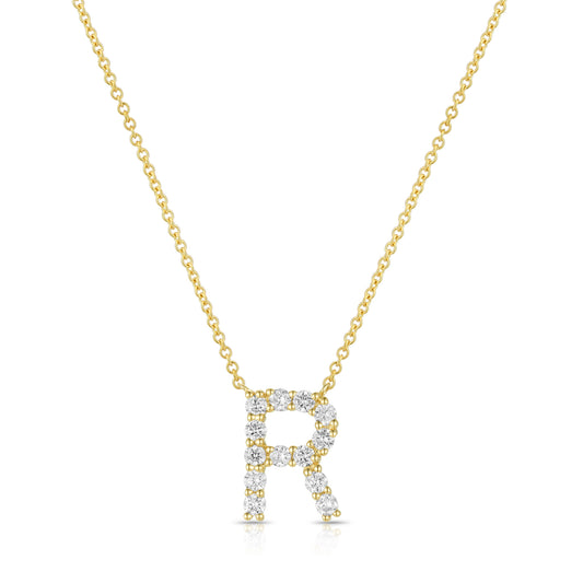 Initial "R" Diamond Necklace
