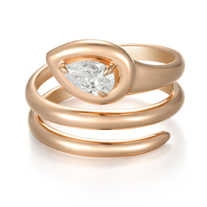 Spiral Wrap Ring with Pear Shape Diamond - Kindspark