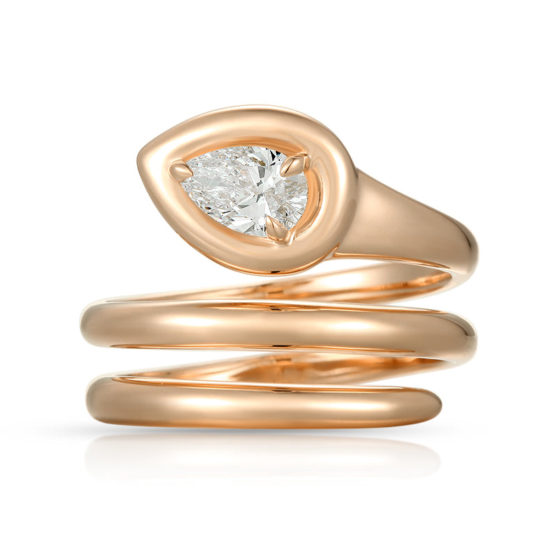 Spiral Wrap Ring with Pear Shape Diamond - Kindspark