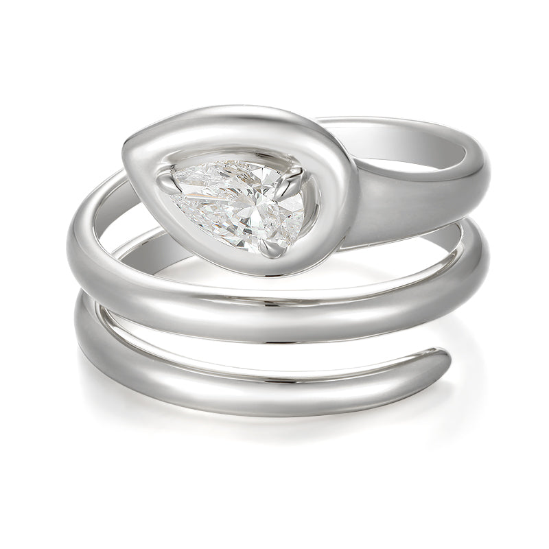 Spiral Wrap Ring with Pear Shape Diamond - Kindspark