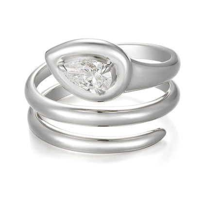 Spiral Wrap Ring with Pear Shape Diamond - Kindspark