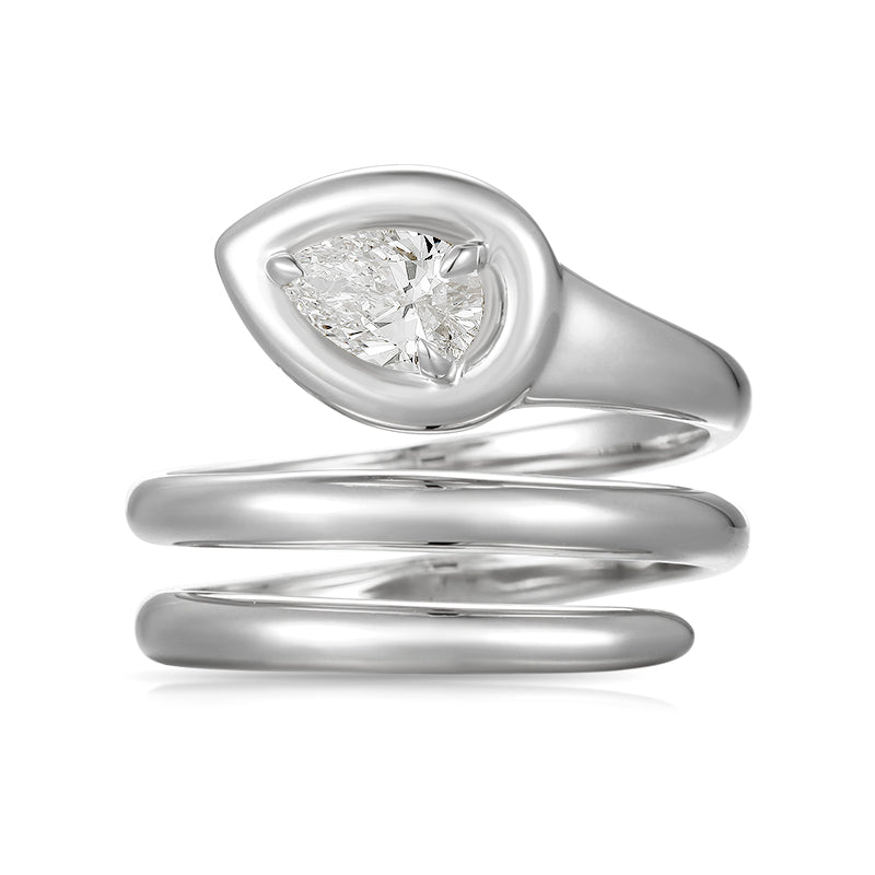 Spiral Wrap Ring with Pear Shape Diamond - Kindspark
