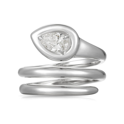 Spiral Wrap Ring with Pear Shape Diamond - Kindspark