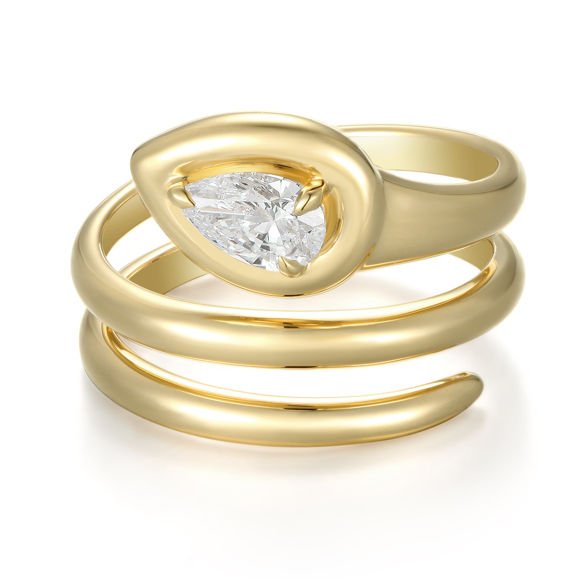 Spiral Wrap Ring with Pear Shape Diamond - Kindspark
