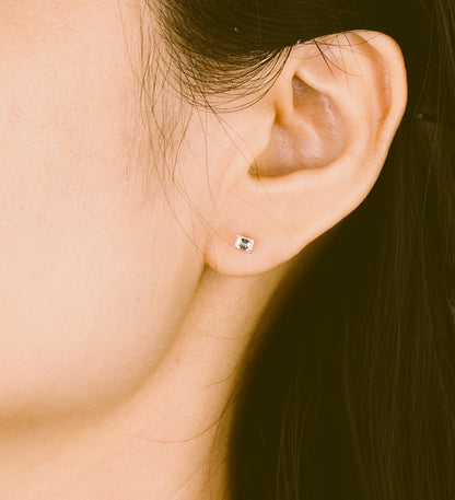 Classic Emerald Cut Single Stud - Kindspark
