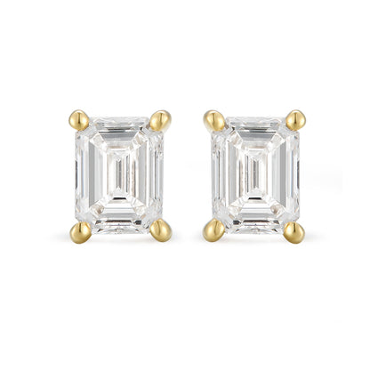   Classic Emerald Cut Diamond Single Stud|  Classic Emerald Cut Lab-grown diamond Single Stud|KindSpark Jewellery|Affordable jewellery for everyday wear
