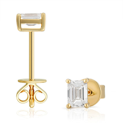   Classic Emerald Cut Diamond Single Stud|  Classic Emerald Cut Lab-grown diamond Single Stud|KindSpark Jewellery|Affordable jewellery for everyday wear
