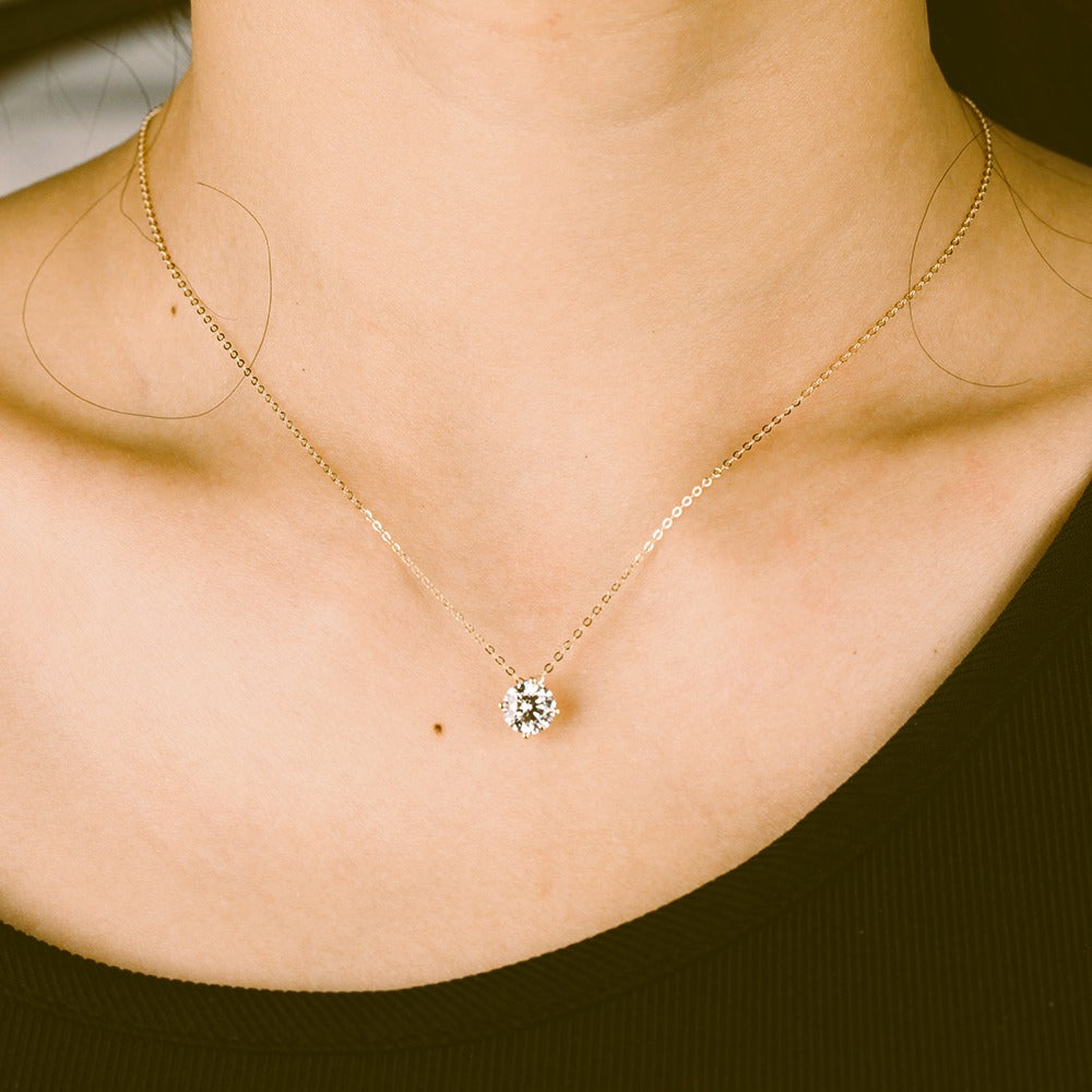   Solitaire Round Brilliant Diamond Necklace|  Solitaire Round Brilliant Lab-grown diamond Necklace| KindSpark Jewellery| Affordable jewellery for everyday wear
