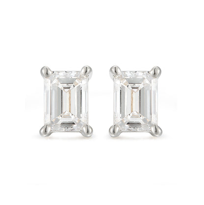   Classic Emerald Cut Diamond Single Stud|  Classic Emerald Cut Lab-grown diamond Single Stud|KindSpark Jewellery|Affordable jewellery for everyday wear
