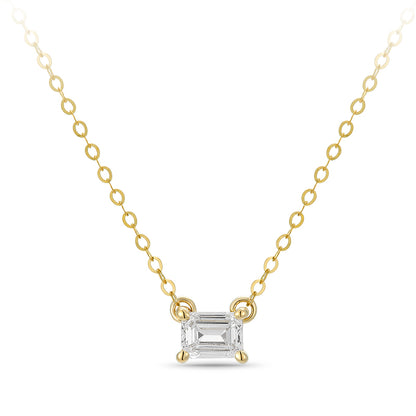   Solitaire Emerald Cut Diamond Necklace|  Solitaire Emerald Cut Lab-grown diamond Necklace| KindSpark Jewellery| Affordable jewellery for everyday wear
