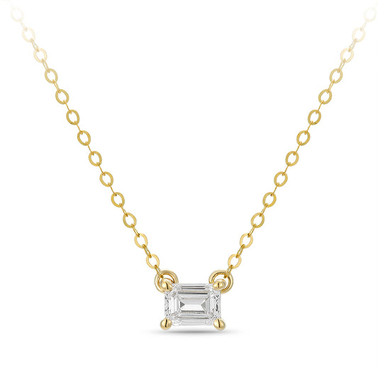   Solitaire Emerald Cut Diamond Necklace|  Solitaire Emerald Cut Lab-grown diamond Necklace| KindSpark Jewellery| Affordable jewellery for everyday wear
