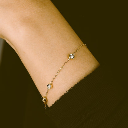  Diamond Station Bracelet|  Lab-grown diamond Station Bracelet| KindSpark Jewellery| Affordable jewellery for everyday wear
