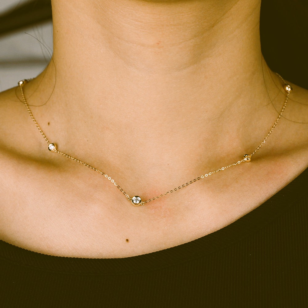  Diamond Station Necklace|  Lab-grown diamond Station Necklace| KindSpark Jewellery| Affordable jewellery for everyday wear
