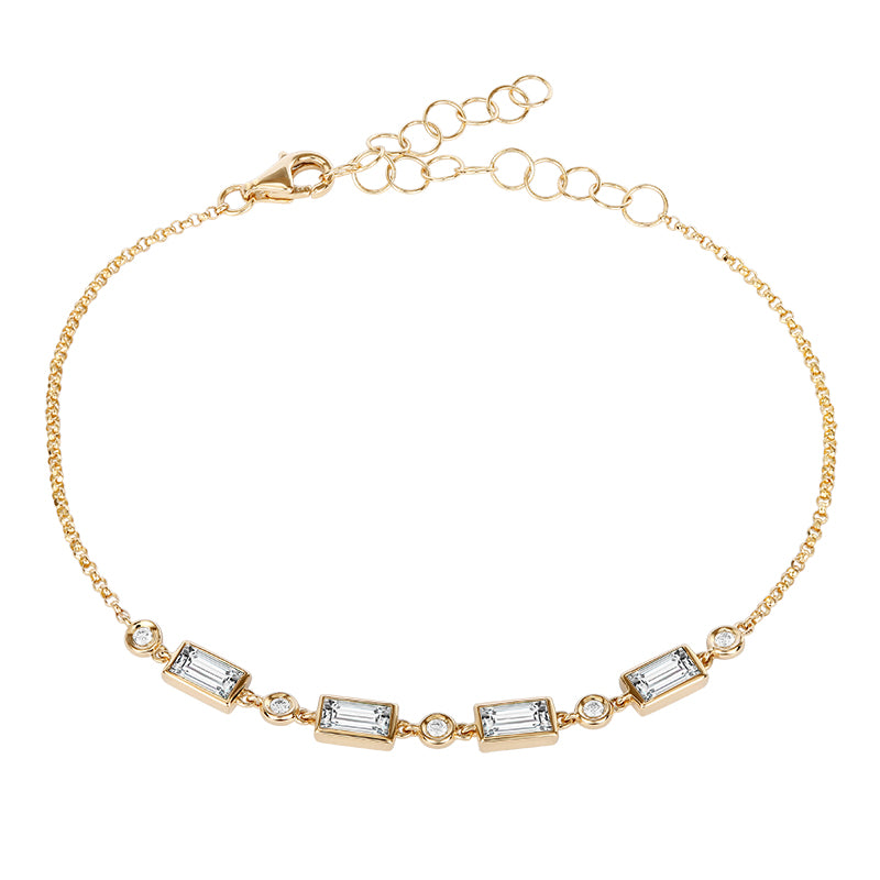  Diamond Baguette Station Bracelet|  Lab-grown diamond Baguette Station Bracelet| KindSpark Jewellery| Affordable jewellery for everyday wear
