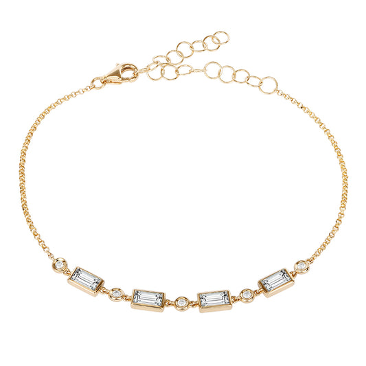  Diamond Baguette Station Bracelet|  Lab-grown diamond Baguette Station Bracelet| KindSpark Jewellery| Affordable jewellery for everyday wear
