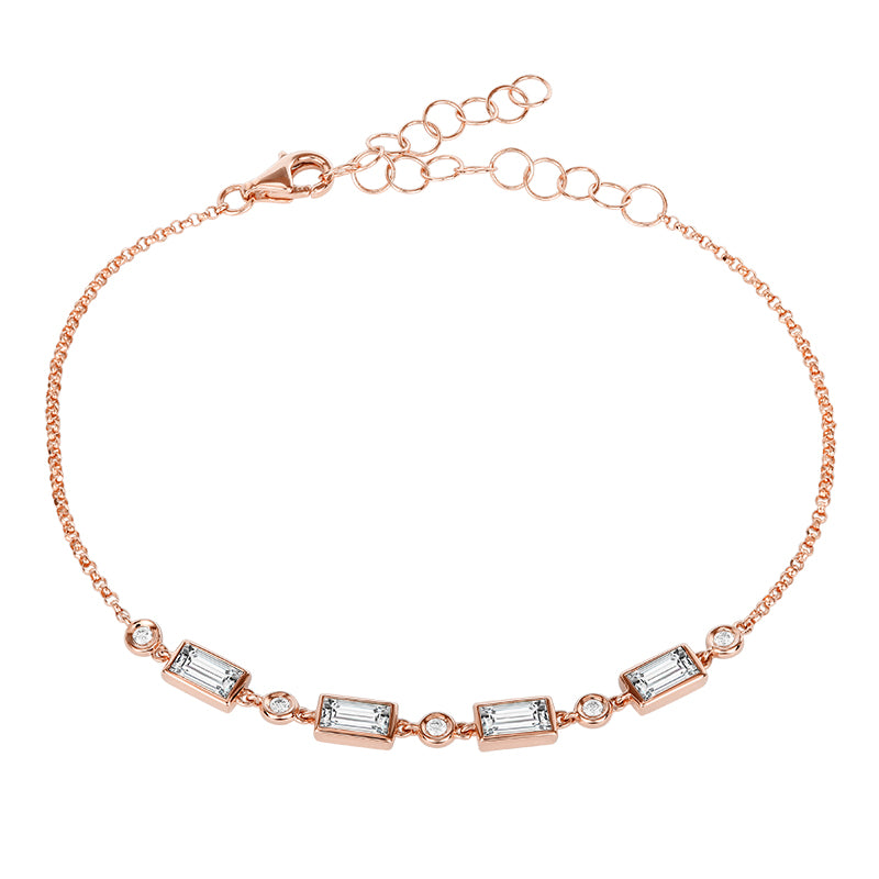  Diamond Baguette Station Bracelet|  Lab-grown diamond Baguette Station Bracelet| KindSpark Jewellery| Affordable jewellery for everyday wear
