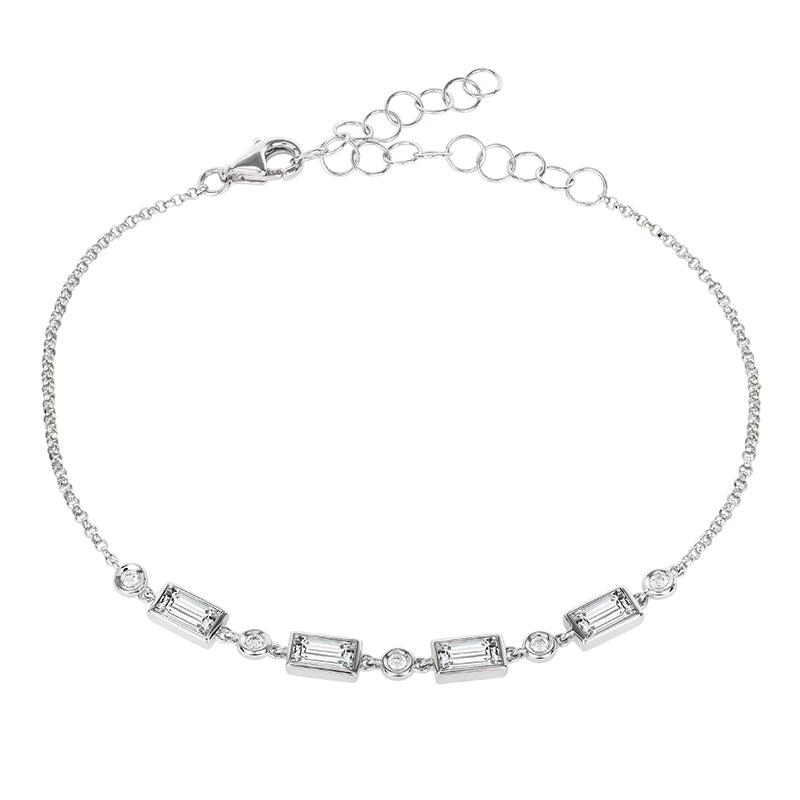  Diamond Baguette Station Bracelet|  Lab-grown diamond Baguette Station Bracelet| KindSpark Jewellery| Affordable jewellery for everyday wear
