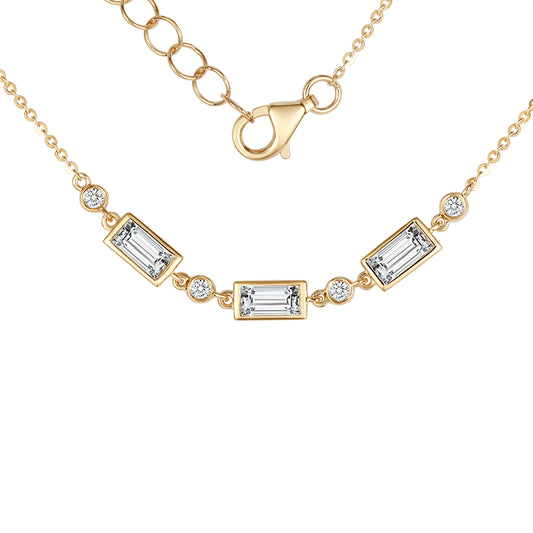  Diamond Baguette Station Necklace|  Lab-grown diamond Baguette Station Necklace| KindSpark Jewellery| Affordable jewellery for everyday wear
