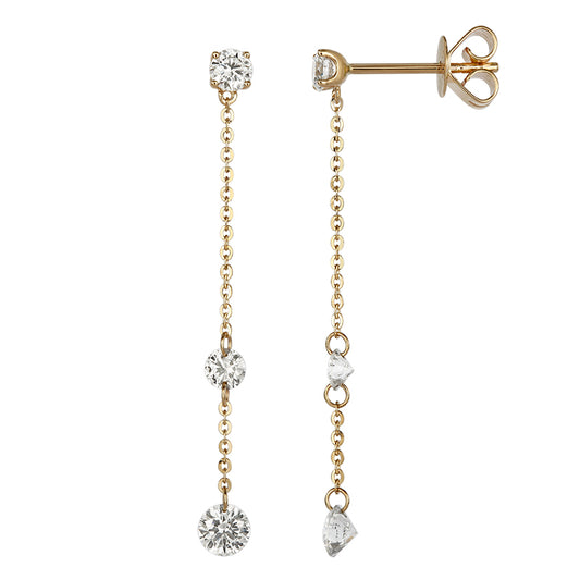 Triple Drill-Hole Diamond Drop Earrings - Kindspark