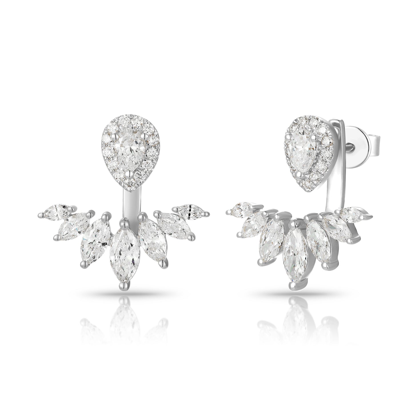 Round Brilliant Cut Diamond Ear Jacket with Marquise Diamond - Kindspark