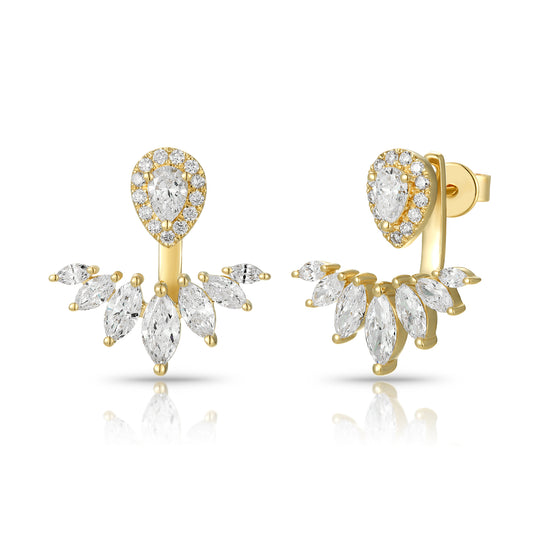 Round Brilliant Cut Diamond Ear Jacket with Marquise Diamond - Kindspark