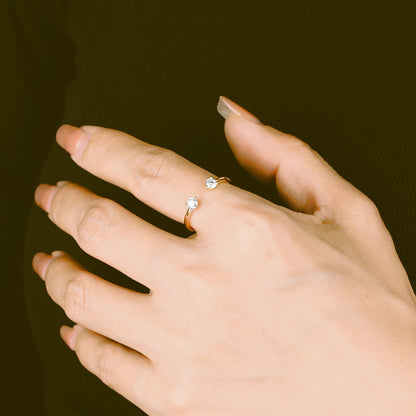 Open Ring-Round Brilliant Cut Diamond|Open Ring-Round Brilliant Cut Lab-grown diamond| KindSpark Jewellery
