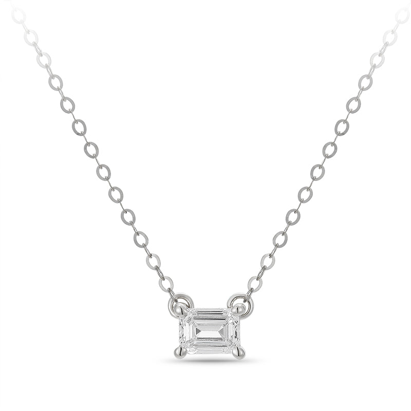   Solitaire Emerald Cut Diamond Necklace|  Solitaire Emerald Cut Lab-grown diamond Necklace| KindSpark Jewellery| Affordable jewellery for everyday wear
