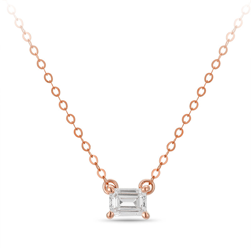   Solitaire Emerald Cut Diamond Necklace|  Solitaire Emerald Cut Lab-grown diamond Necklace| KindSpark Jewellery| Affordable jewellery for everyday wear

