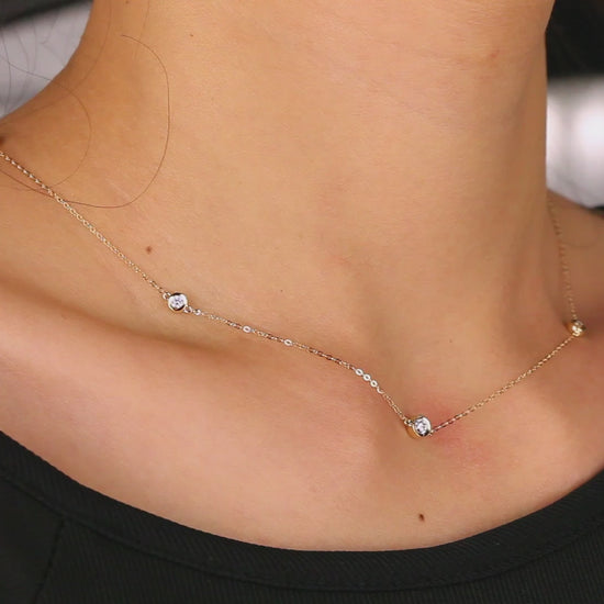  Diamond Station Necklace|  Lab-grown diamond Station Necklace| KindSpark Jewellery| Affordable jewellery for everyday wear
