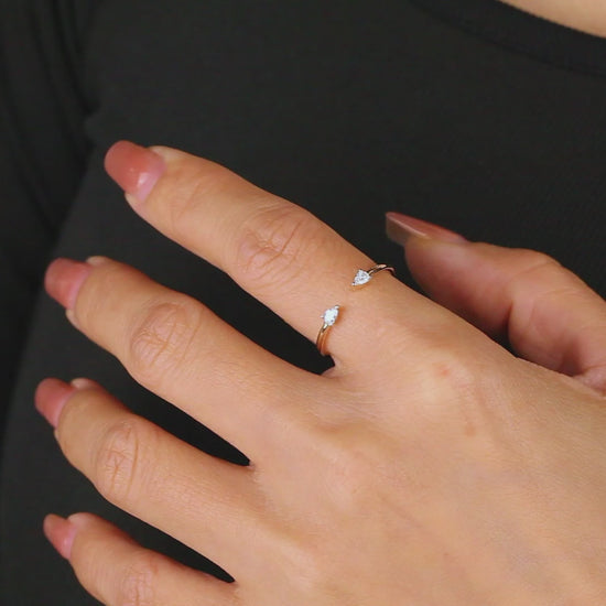 Open Ring-Pear Shape Diamond|Open Ring-Pear Shape Lab-grown diamond| KindSpark Jewellery
